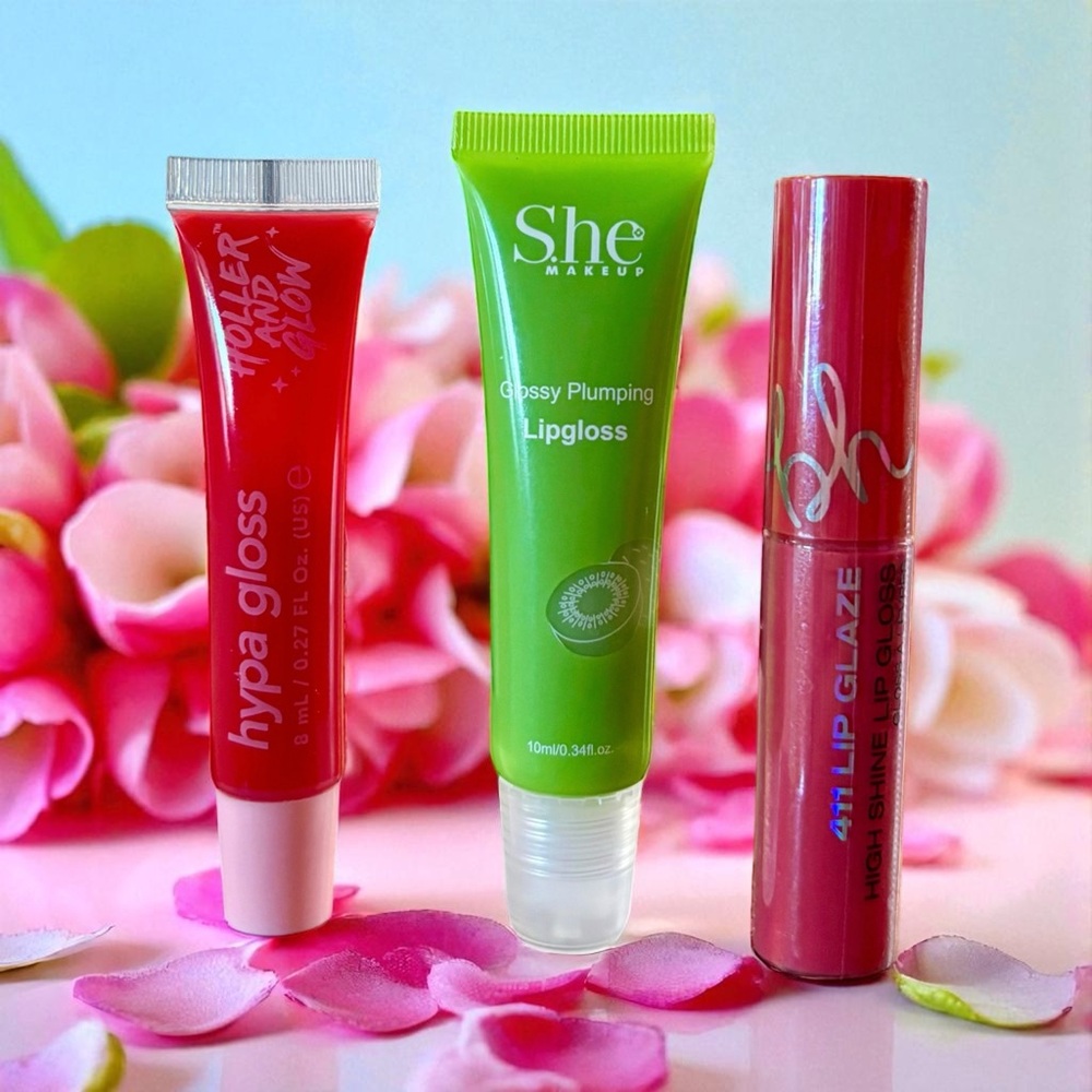 💎 3 Piece Lip Gloss Balm Bundle Holler & Glow S.he Revolution Beauty New